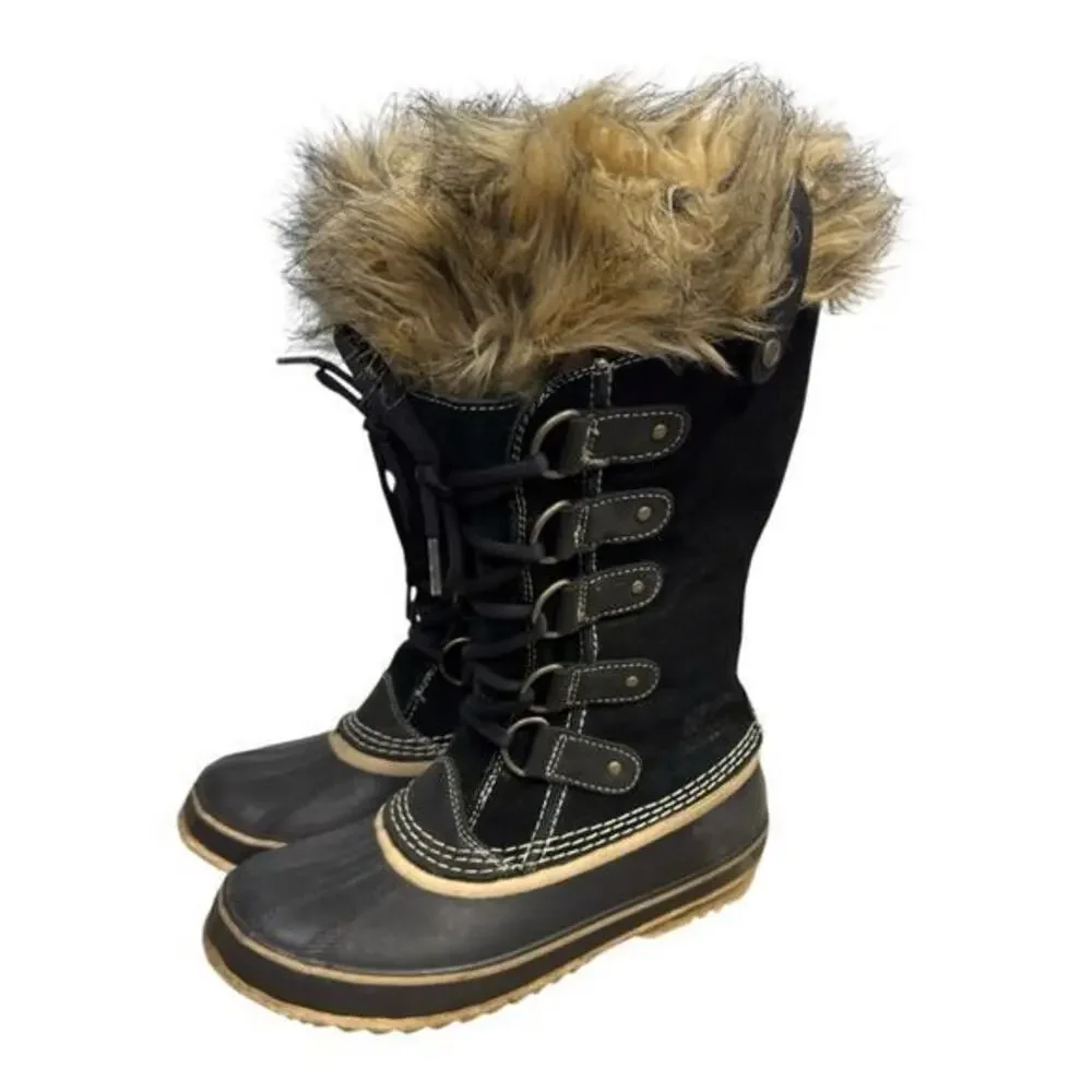 Sorel Joan of Arctic Winter Snow Boots Womens Size 7 Waterproof Black Leather